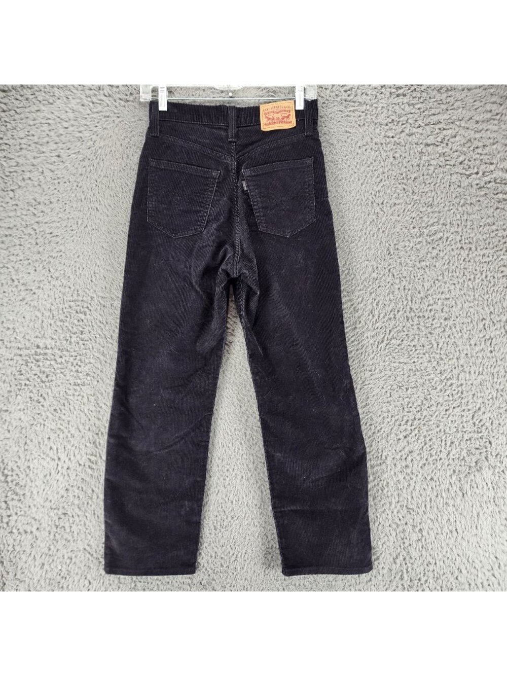 Levis Jeans Womens 26 Black Corduroy High Button Fly Ribcage Straight Ankle